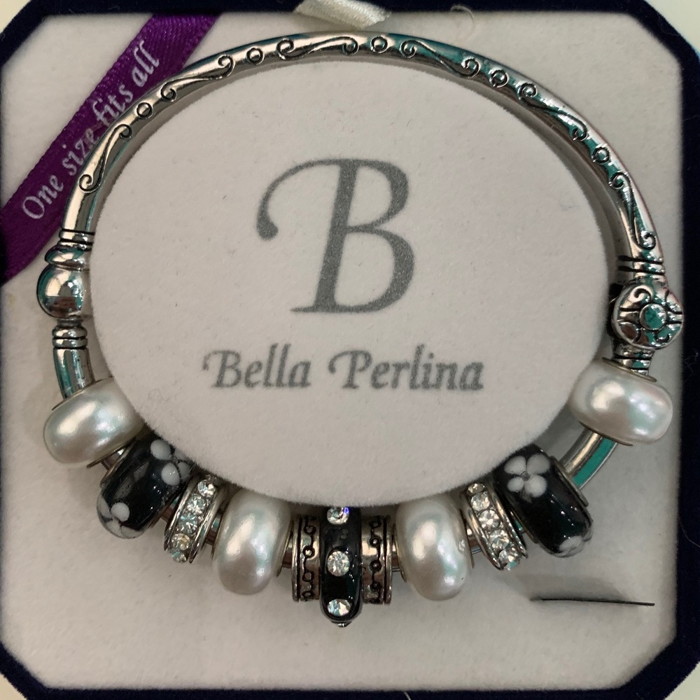 Black, White And Pearl Charm Bracelet